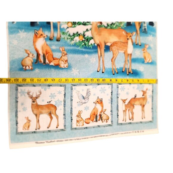 One Snowy Day Christmas Woodland Fabric Panel 24"x43" - Woodland Animals Scene - Picture 16 of 16